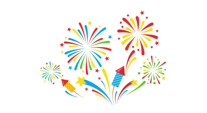 Colorful Fireworks Display, Festive Celebration Burst.