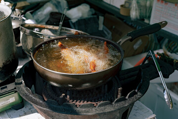 Deep Frying Japanese Street Food at Festival Stall