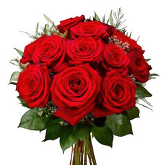 Obraz premium Red Roses with Water Droplets, isolated on transparent background