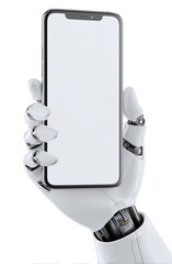 Robotic hand holding a blank smartphone (15)
