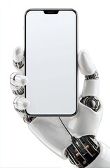 Robotic hand holding a blank smartphone (14)