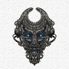 Cybernetic face, ornate, futuristic