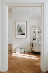 Minimalist interior doorway with natural light perfect for residential design and home improvement concepts

