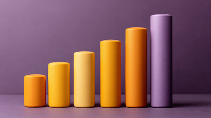 Colorful bar graph with gradient columns on a purple background.
