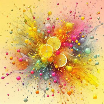 Xanthic Splatters random splatters in vivid xanthic and lemon hu