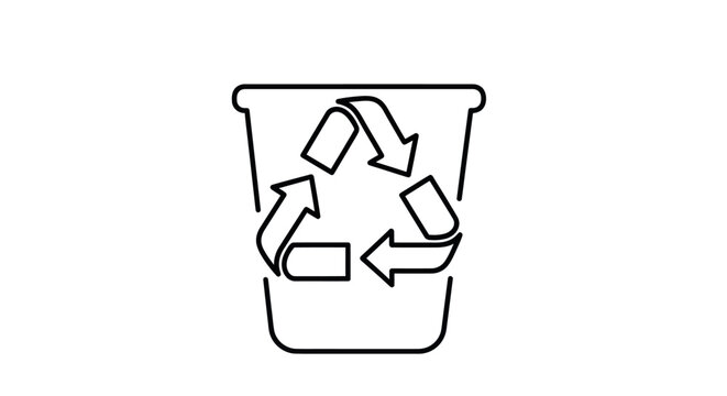 Recycling Bin Icon - Simple Line Art Design.