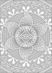 Relaxation flower mandala coloring page for adult line art hand drawn printable vector