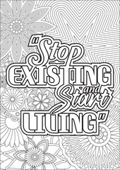 Anxiety relief coloring pages positive quotes for adult color hoppy stress relief art vector