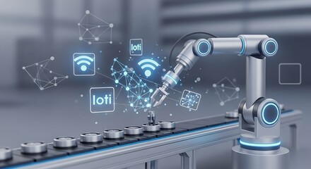 Automated Manufacturing Process with Robot Arm.
