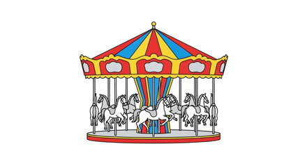 Obraz premium Classic Carousel with Colorful Canopy and Horses.