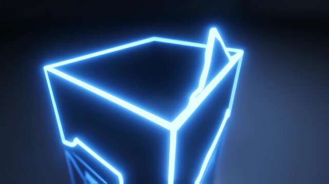 Neon blue paper boat graphic