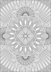Hand drawn mandala for adult coloring page meditation color therapy line art