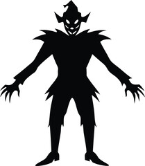 halloween creepy clown silhouette vector illustration