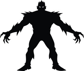  halloween Frankenstein's monster silhouette vector