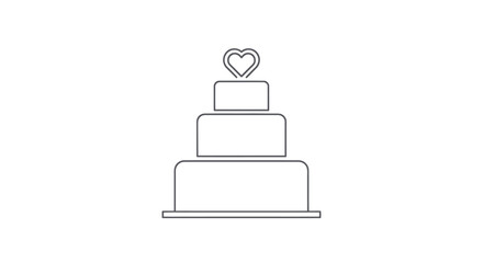 Simple Three-Tiered Wedding Cake Topped with Heart Outline.