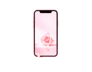 Elegant Pink Mobile on Podium with Roses and Pearls PNG