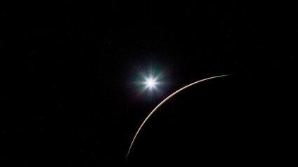 breathtaking perspective of the sunlit planet Mars observed from a space probe revolving around it. This image elements furnished by NASA.