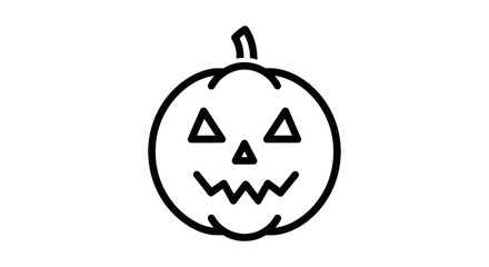 Simple Black Outline Halloween Jack-o-Lantern Icon.