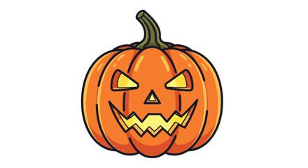 Carved Halloween Pumpkin with Glowing Eyes and Grinning Mouth.