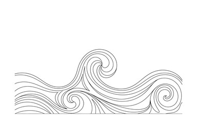 Abstract Wave Design: Black and White Swirling Lines with Spirals for Modern Art and Creative Backgrounds, Suitable for Digital and Print Projects