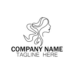 Elegant Silhouette Logo of a Woman with Flowing Hair