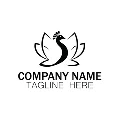 Elegant Peacock Logo with Lotus Blossom and Corporate Branding