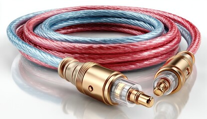 Fototapeta premium Coiled audio cable with connectors