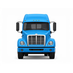 Fototapeta premium Classic commercial truck in blue. Front view isolated on white background