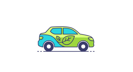 Colorful Eco-Friendly Car with Leaf Symbol, Side View.