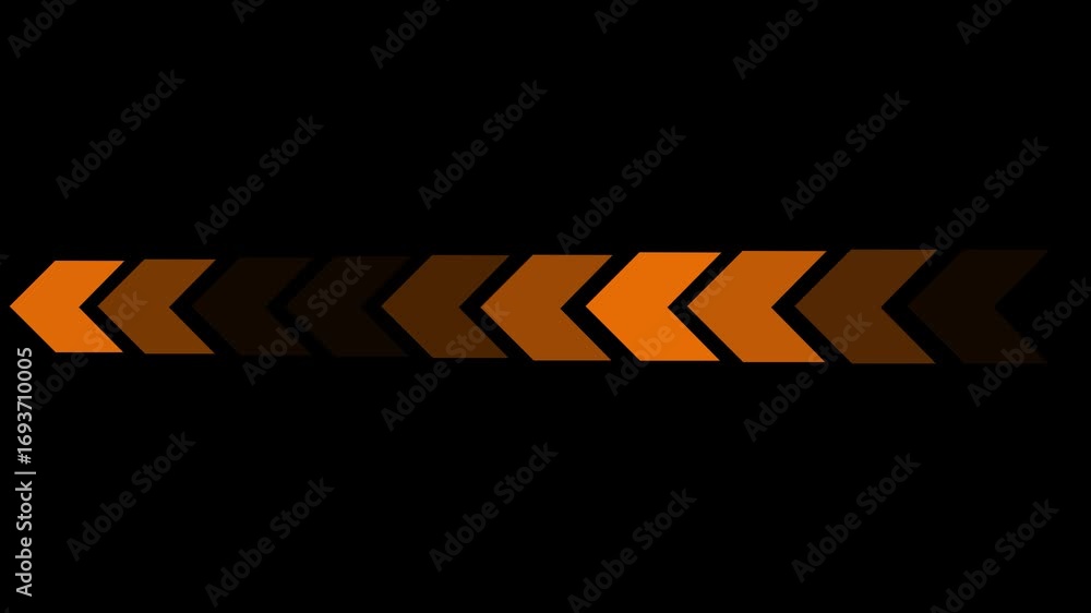 Poster orange and brown chevron arrows in a single row fading on black background gradient