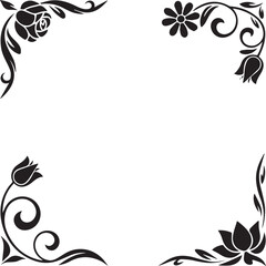 Obraz premium Black floral corner flourish with detailed leaves decorative
