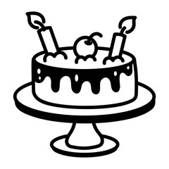 A doodle style icon showing a cake
