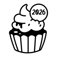 A doodle style icon showing a cupcake

