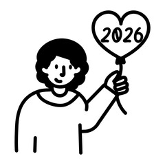 A drawing style icon showing a heart balloon
