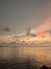 Sunset view of the sea from the beach