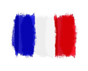 France flag design on white background. French flag created with grunge paint brush stroke .