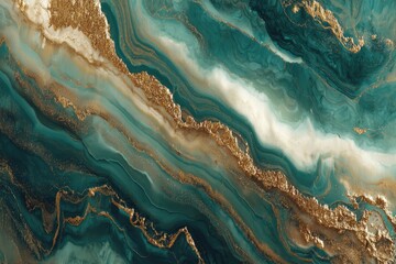 Obraz premium Teal, gold, and white abstract swirls
