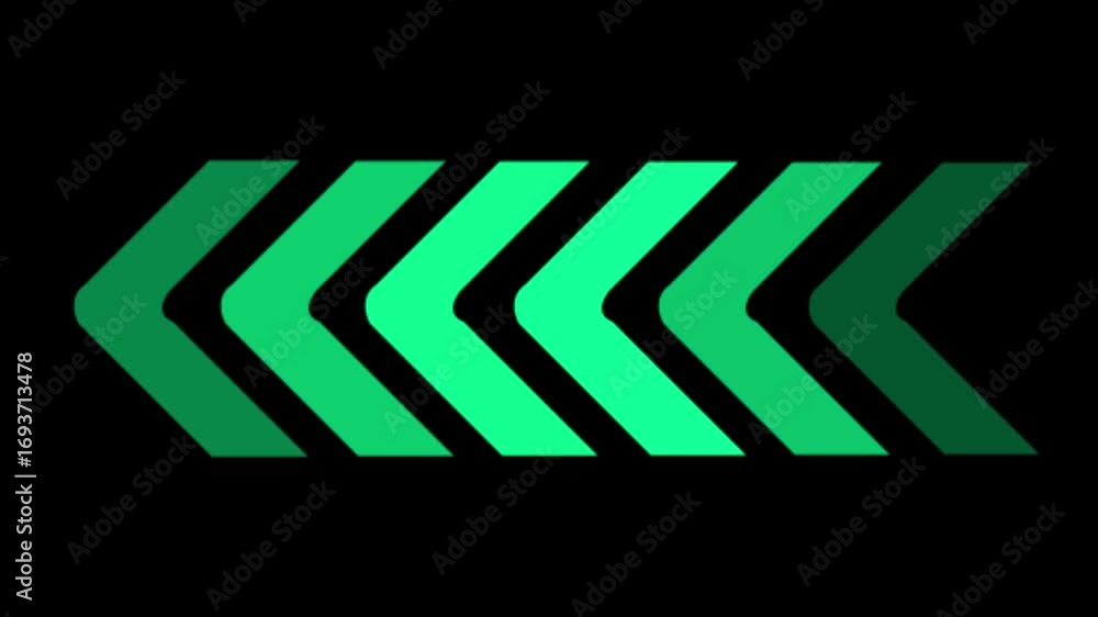 Poster green arrows moving backward on black background with gradient effect direction movement