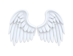 Obraz premium White Stylized Angel Wings 3D Render Isolated on Black Background