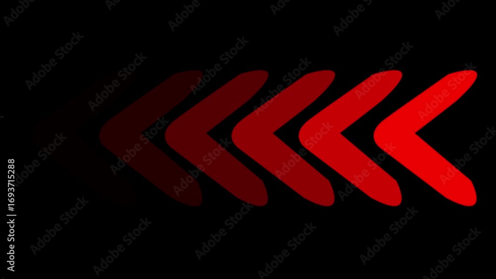 Poster red gradient chevron arrows pointing left on black background direction movement