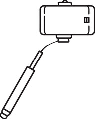 Elegant Selfie Stick Icon Silhouette Black Vector Symbol for Smartphone Photography