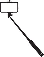 Elegant Selfie Stick Icon Silhouette Black Vector Symbol for Smartphone Photography