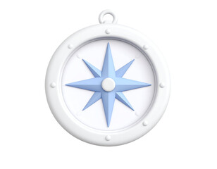 Minimalist 3D Rendered Compass with Blue Rose for Navigation and Direction