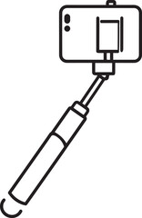 Elegant Selfie Stick Icon Silhouette Black Vector Symbol for Smartphone Photography