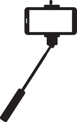 Elegant Selfie Stick Icon Silhouette Black Vector Symbol for Smartphone Photography