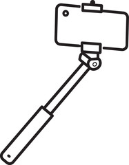 Elegant Selfie Stick Icon Silhouette Black Vector Symbol for Smartphone Photography