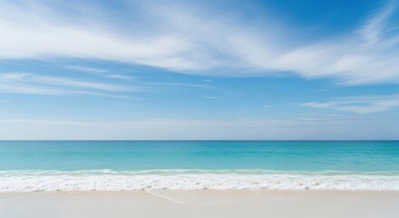 Beautiful Tropical Beach With White Sand and Turquoise Water Under Blue Sky