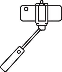 Elegant Selfie Stick Icon Silhouette Black Vector Symbol for Smartphone Photography
