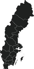 Sweden country map with region white background