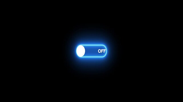 switch that changes from off to on. on from off button with neon button animation.